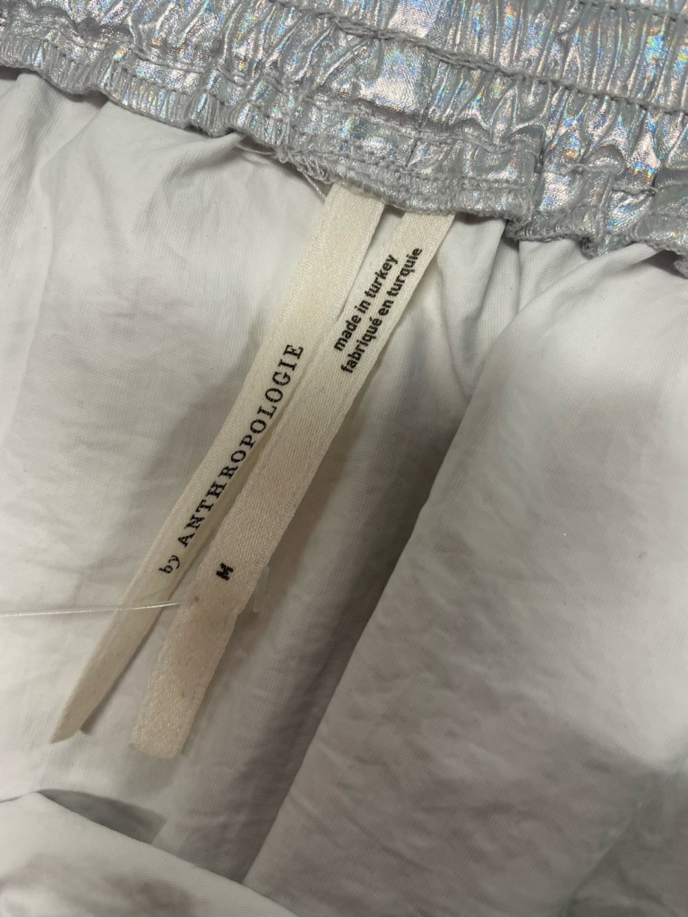 By Anthropologie Iridescent Metallic Silver Cargo Midi Skirt with Front Slit - Picture 4 of 9